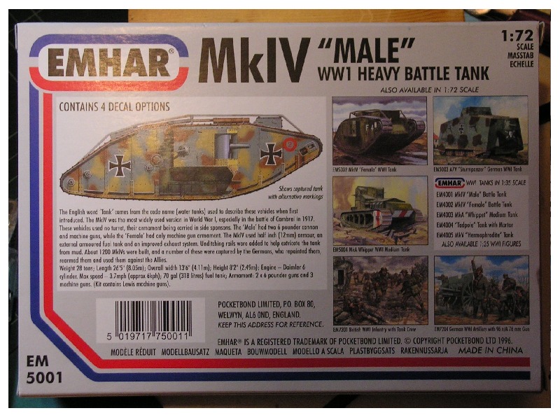 Emhar 1.72 MkIV Heavy Tank kit - 2 Rear Pic.JPG