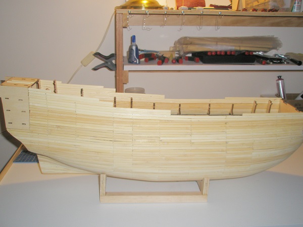 21. hull planking complete. 9 Nov 2014.JPG