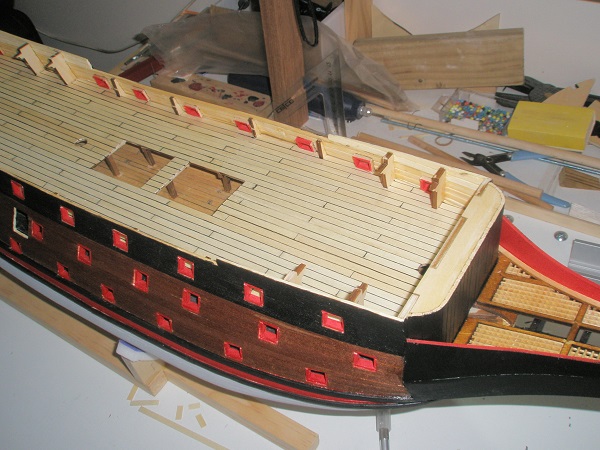 107. 3rd deck planking completed 20-6-15.JPG