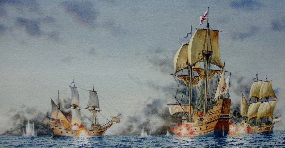 Bautista battle against the two English corsairs the Treasurer and the White Lion.jpg